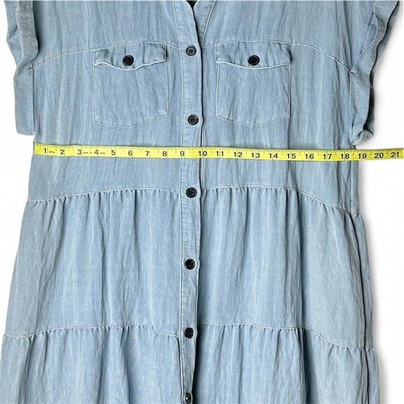 VICI Sunol Chambray Dress | Tiered Button Down | Relaxed Fit | Women’s L | NWOT - Picture 8 of 13